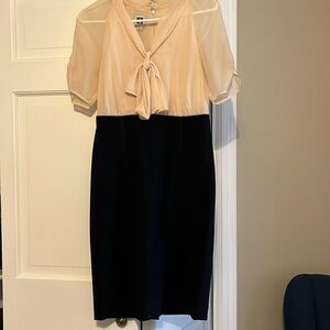 Anne Klein work dress, cream and black